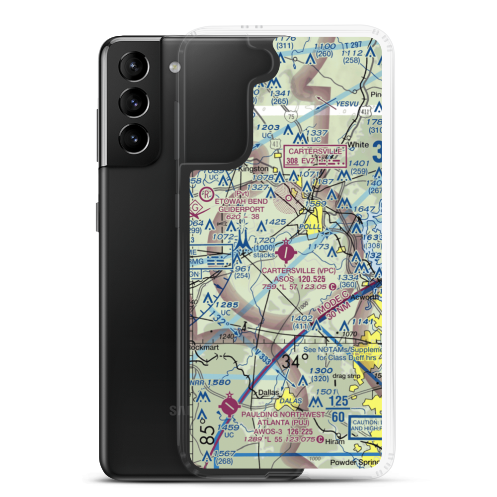 Cartersville Airport (VPC) VFR Sectional Samsung Case Samsung Galaxy S21 Plus model shown