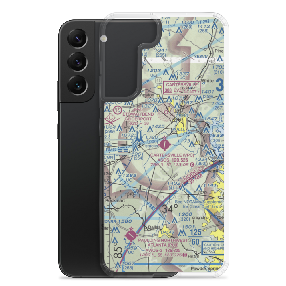 Cartersville Airport (VPC) VFR Sectional Samsung Case Samsung Galaxy S22 Plus model shown