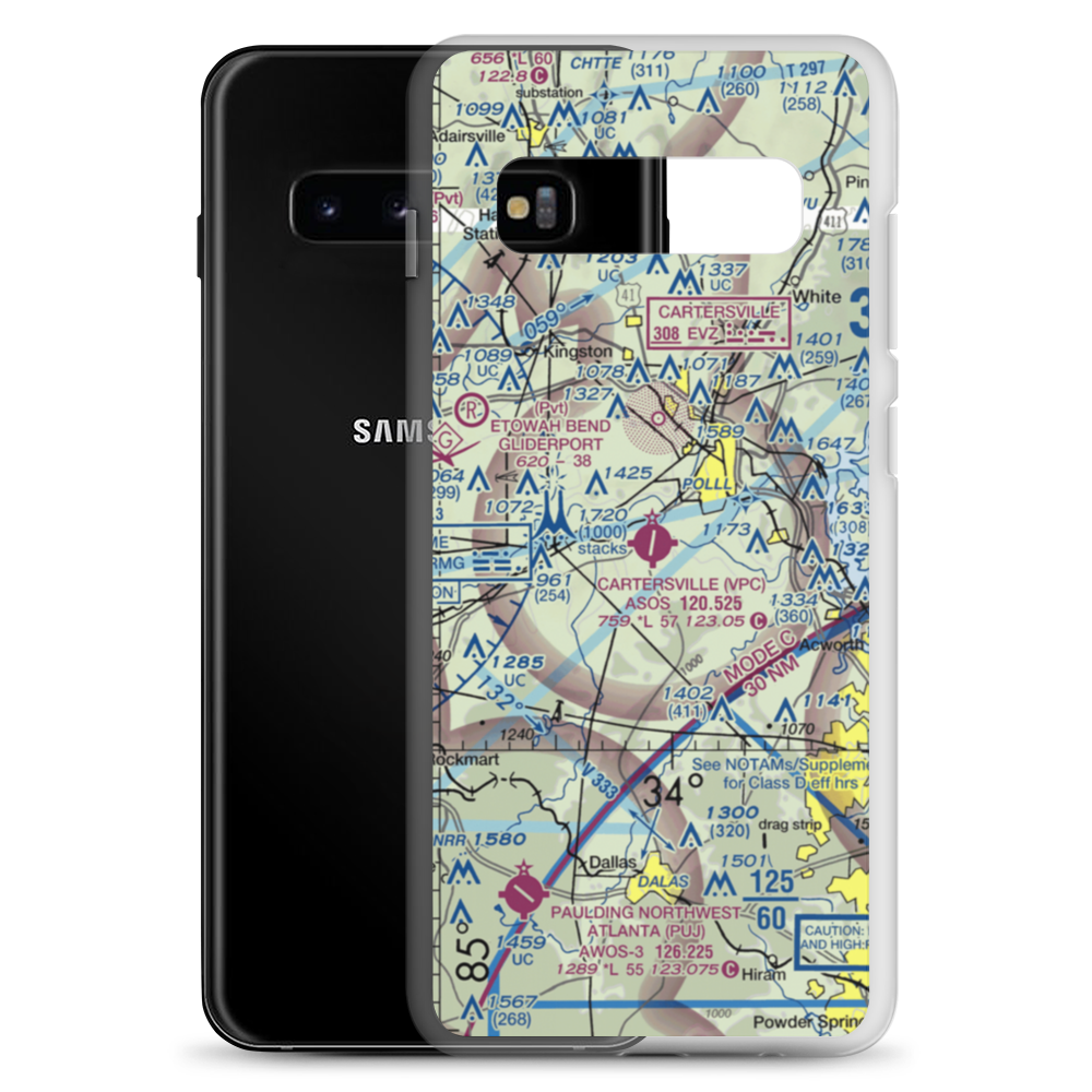 Cartersville Airport (VPC) VFR Sectional Samsung Case Samsung Galaxy S10+ model shown