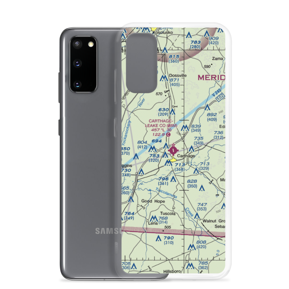 Carthage-Leake County Airport (08M) VFR Sectional Samsung Case Samsung Galaxy S20 model shown