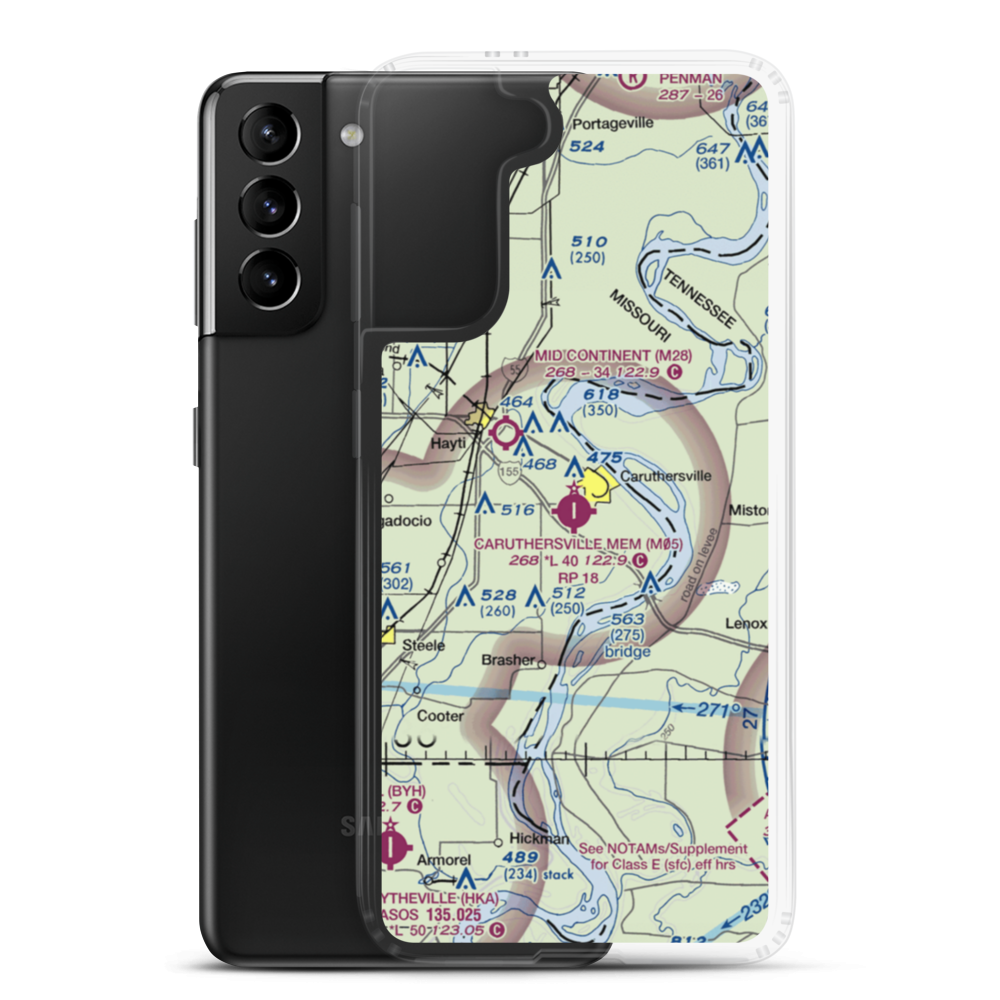 Caruthersville Memorial Airport (M05) VFR Sectional Samsung Case Samsung Galaxy S21 Plus model shown