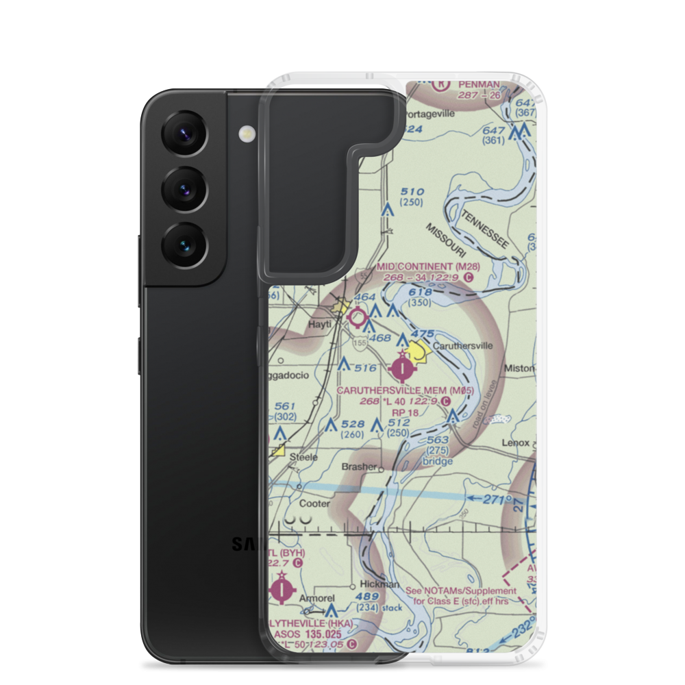 Caruthersville Memorial Airport (M05) VFR Sectional Samsung Case Samsung Galaxy S22 model shown