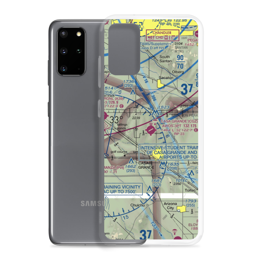 Casa Grande Municipal Airport (CGZ) VFR Sectional Samsung Case Samsung Galaxy S20 Plus model shown