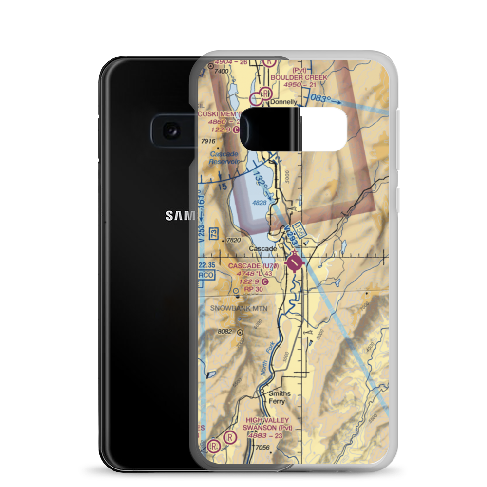 Cascade Airport (U70) VFR Sectional Samsung Case Samsung Galaxy S10e model shown