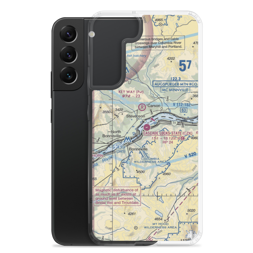 Cascade Locks State Airport (CZK) VFR Sectional Samsung Case Samsung Galaxy S22 Plus model shown