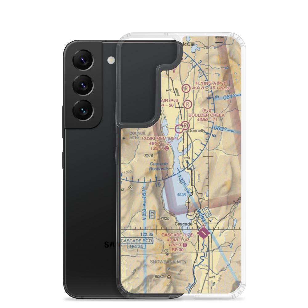 Cascade Reservoir Private Strip (US-0011) VFR Sectional Samsung Case Samsung Galaxy S22 model shown