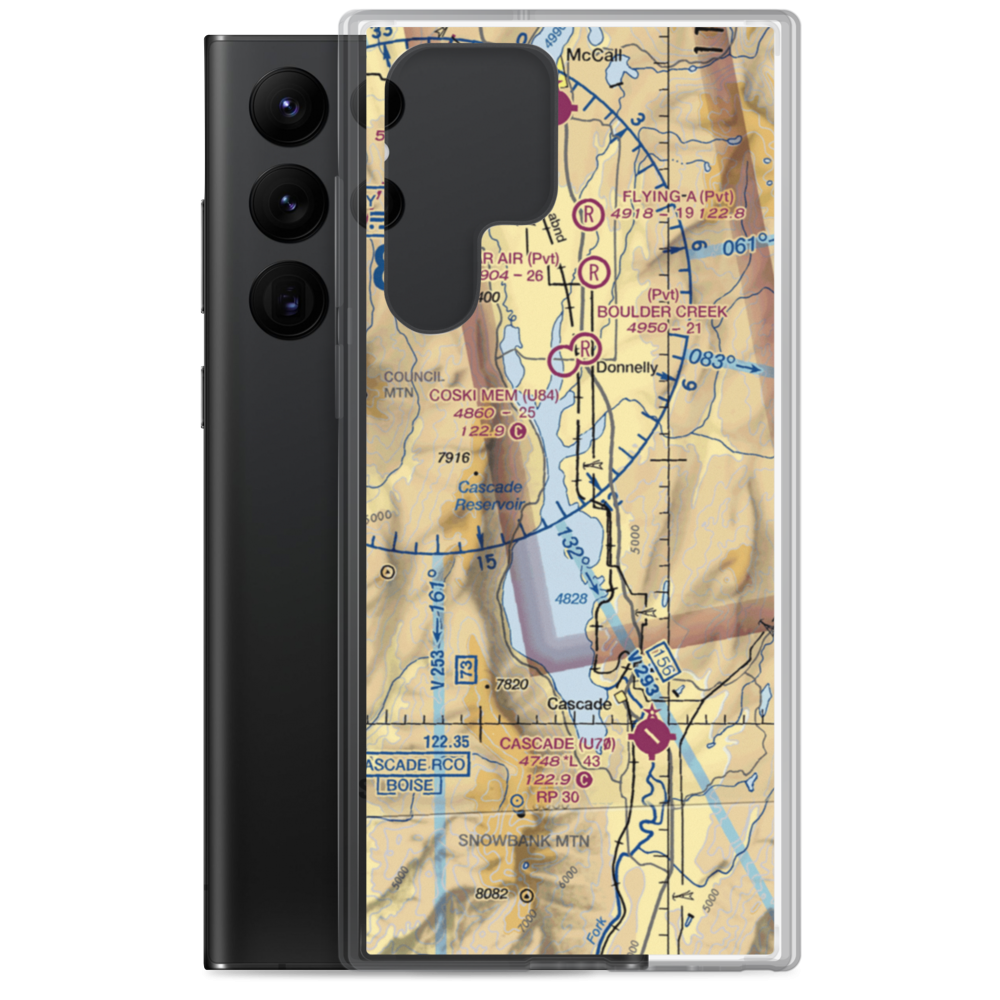 Cascade Reservoir Private Strip (US-0011) VFR Sectional Samsung Case Samsung Galaxy S22 Ultra model shown