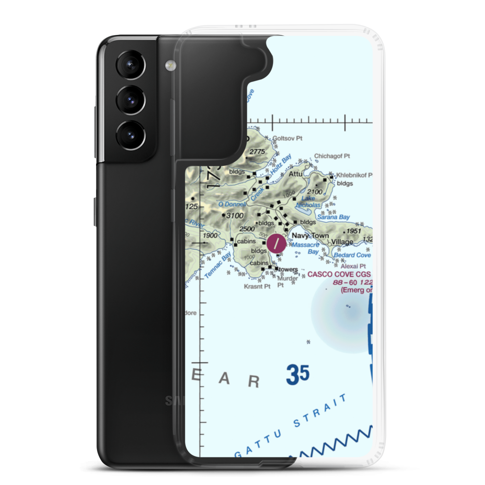 Casco Cove Coast Guard Station (ATU) VFR Sectional Samsung Case Samsung Galaxy S21 Plus model shown