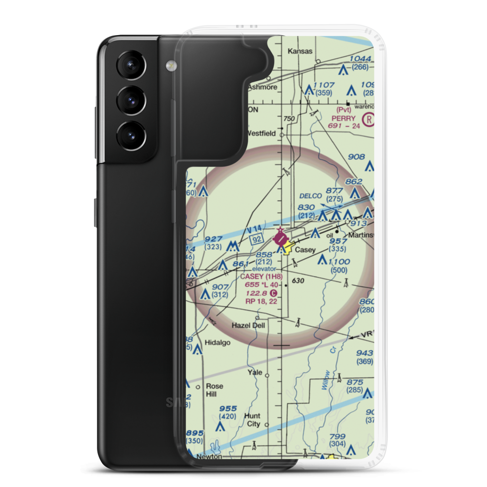 Casey Municipal Airport (1H8) VFR Sectional Samsung Case Samsung Galaxy S21 Plus model shown
