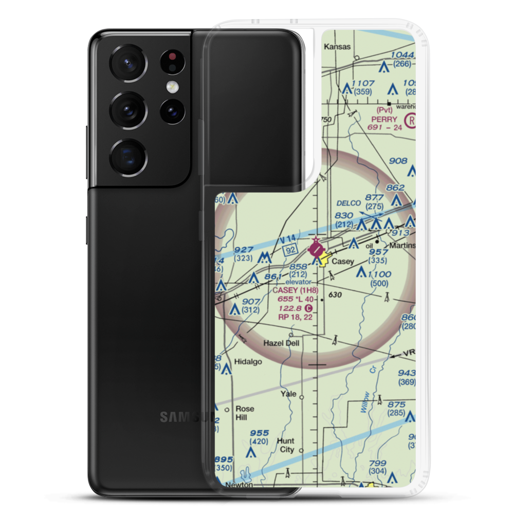 Casey Municipal Airport (1H8) VFR Sectional Samsung Case Samsung Galaxy S21 Ultra model shown