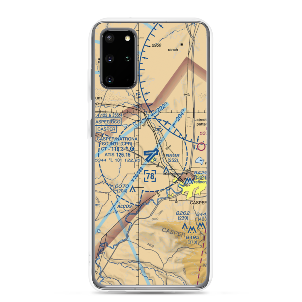 Casper-Natrona County International Airport (CPR) VFR Sectional Samsung Case Samsung Galaxy S20 Plus model shown