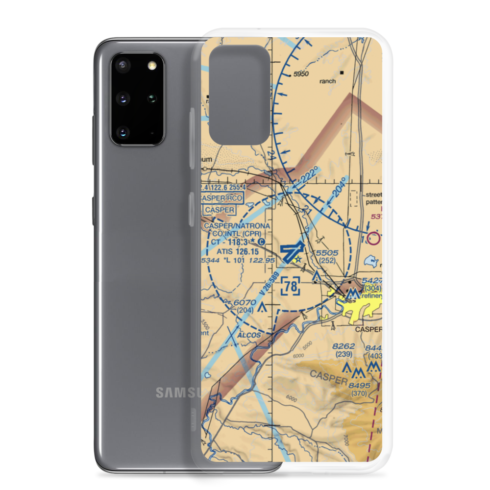 Casper-Natrona County International Airport (CPR) VFR Sectional Samsung Case Samsung Galaxy S20 Plus model shown