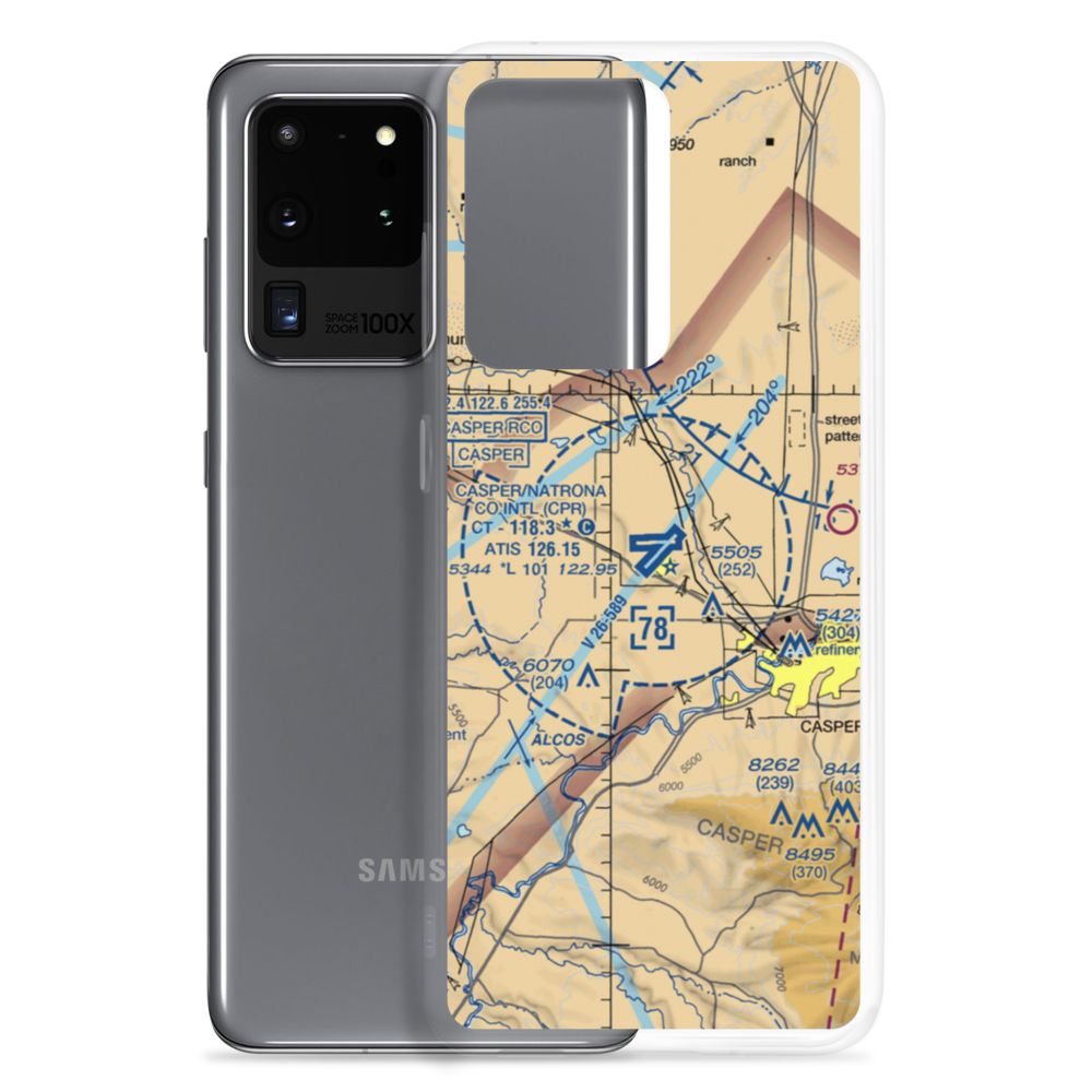 Casper-Natrona County International Airport (CPR) VFR Sectional Samsung Case Samsung Galaxy S20 Ultra model shown