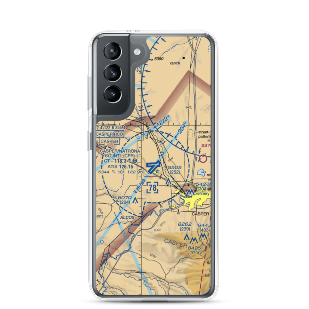 Casper-Natrona County International Airport (CPR) VFR Sectional Samsung Case Samsung Galaxy S21 model shown