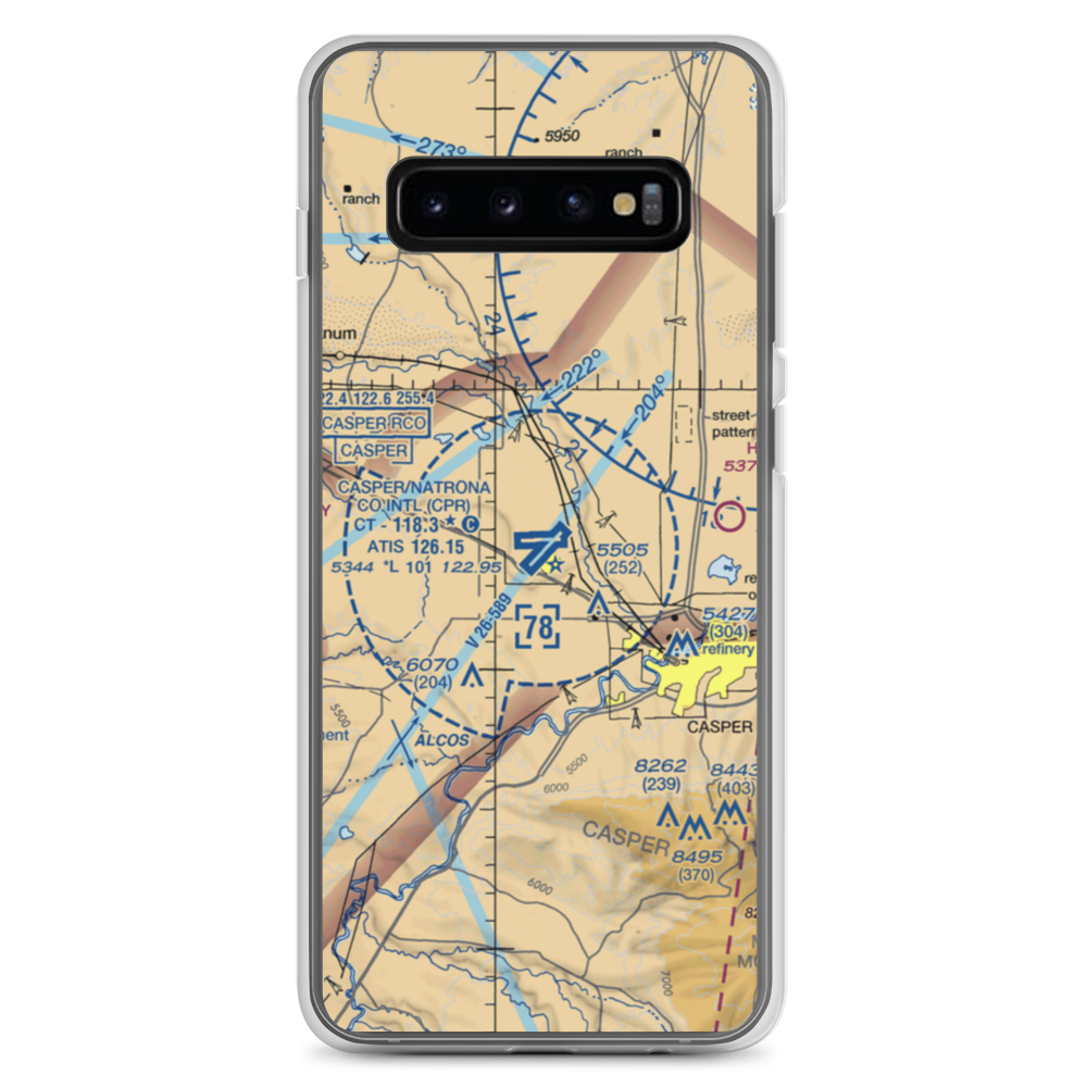 Casper-Natrona County International Airport (CPR) VFR Sectional Samsung Case Samsung Galaxy S10+ model shown