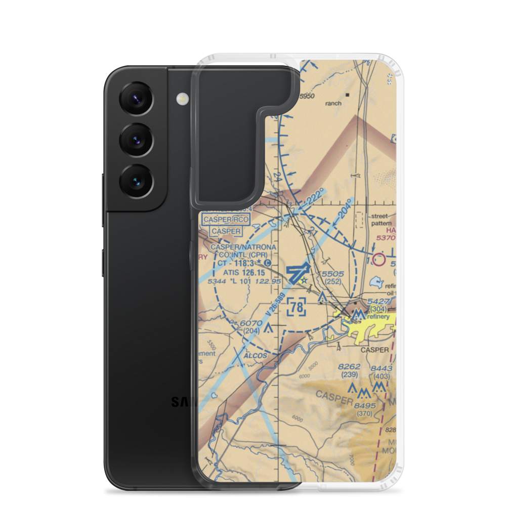 Casper-Natrona County International Airport (CPR) VFR Sectional Samsung Case Samsung Galaxy S22 model shown