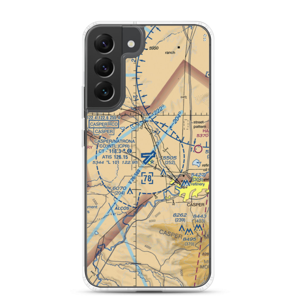 Casper-Natrona County International Airport (CPR) VFR Sectional Samsung Case Samsung Galaxy S22 Plus model shown