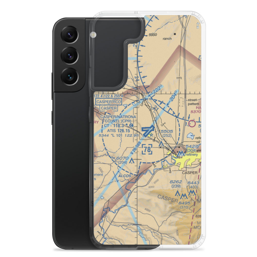 Casper-Natrona County International Airport (CPR) VFR Sectional Samsung Case Samsung Galaxy S22 Plus model shown