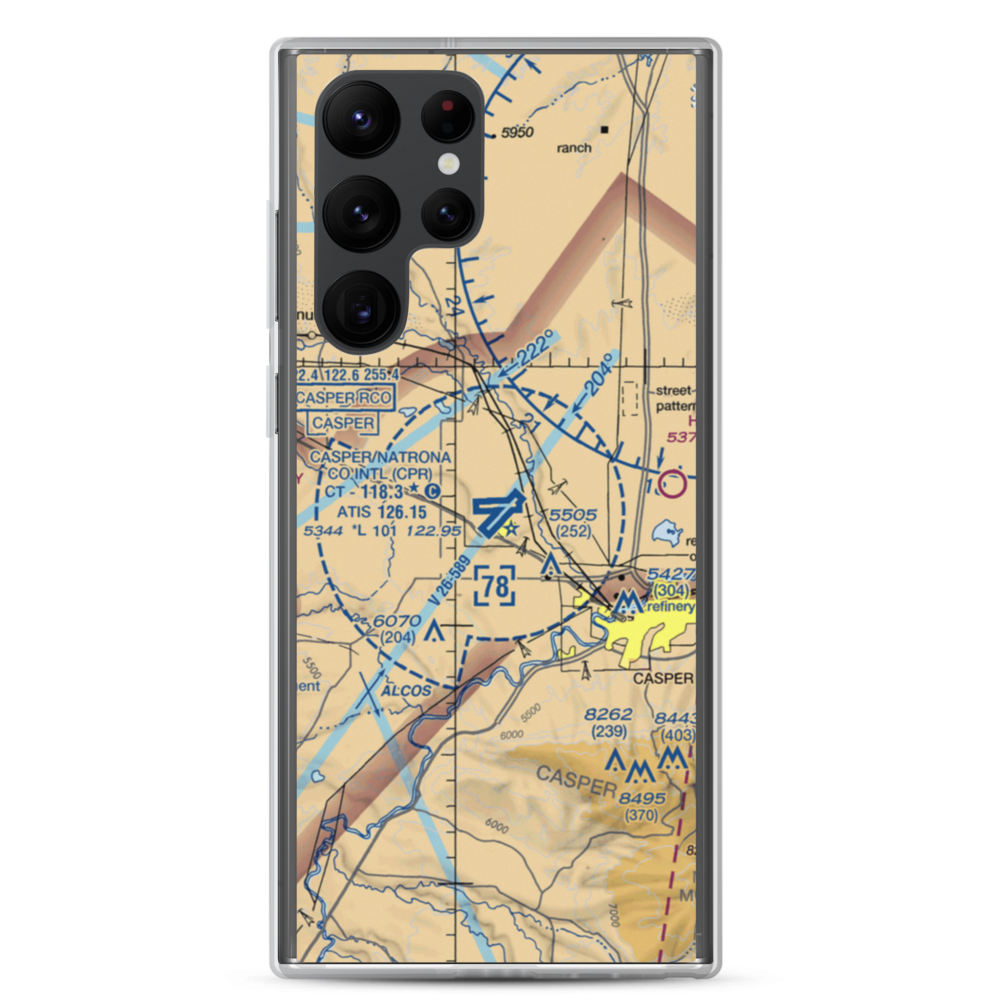 Casper-Natrona County International Airport (CPR) VFR Sectional Samsung Case Samsung Galaxy S22 Ultra model shown