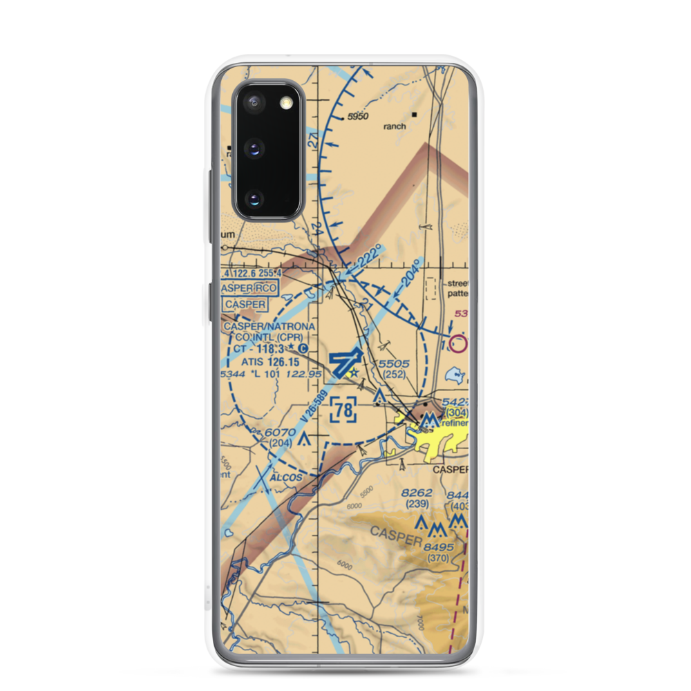 Casper-Natrona County International Airport (CPR) VFR Sectional Samsung Case Samsung Galaxy S20 model shown