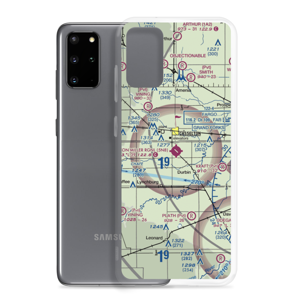 Casselton Robert Miller Regional Airport (5N8) VFR Sectional Samsung Case Samsung Galaxy S20 Plus model shown