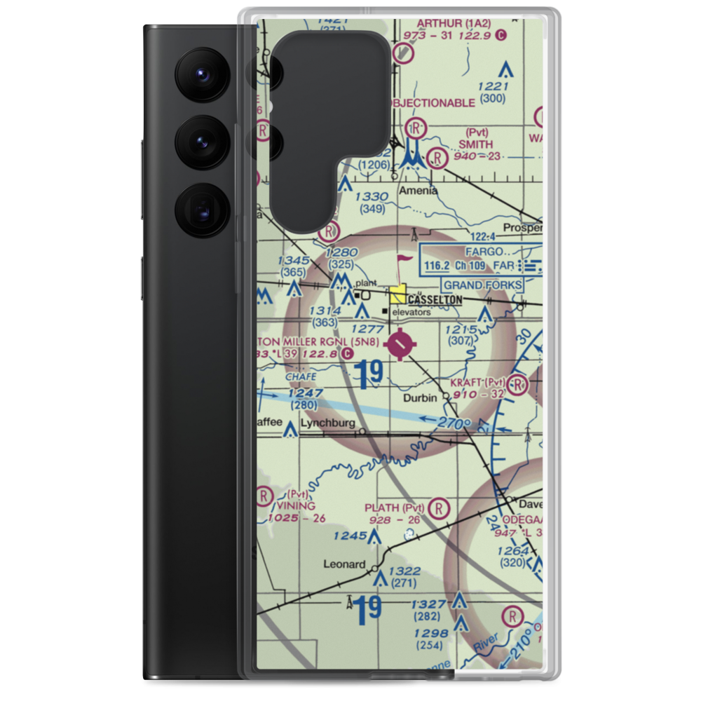 Casselton Robert Miller Regional Airport (5N8) VFR Sectional Samsung Case Samsung Galaxy S22 Ultra model shown