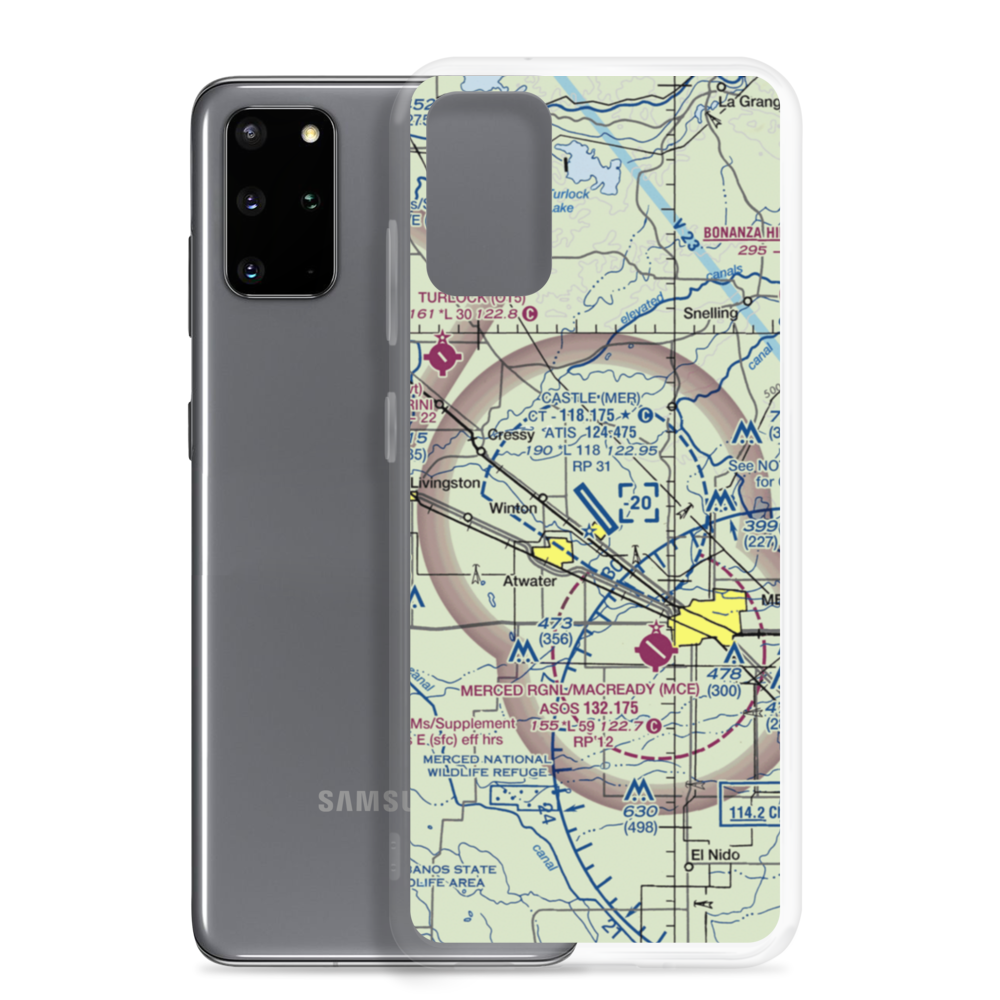 Castle Airport (MER) VFR Sectional Samsung Case Samsung Galaxy S20 Plus model shown
