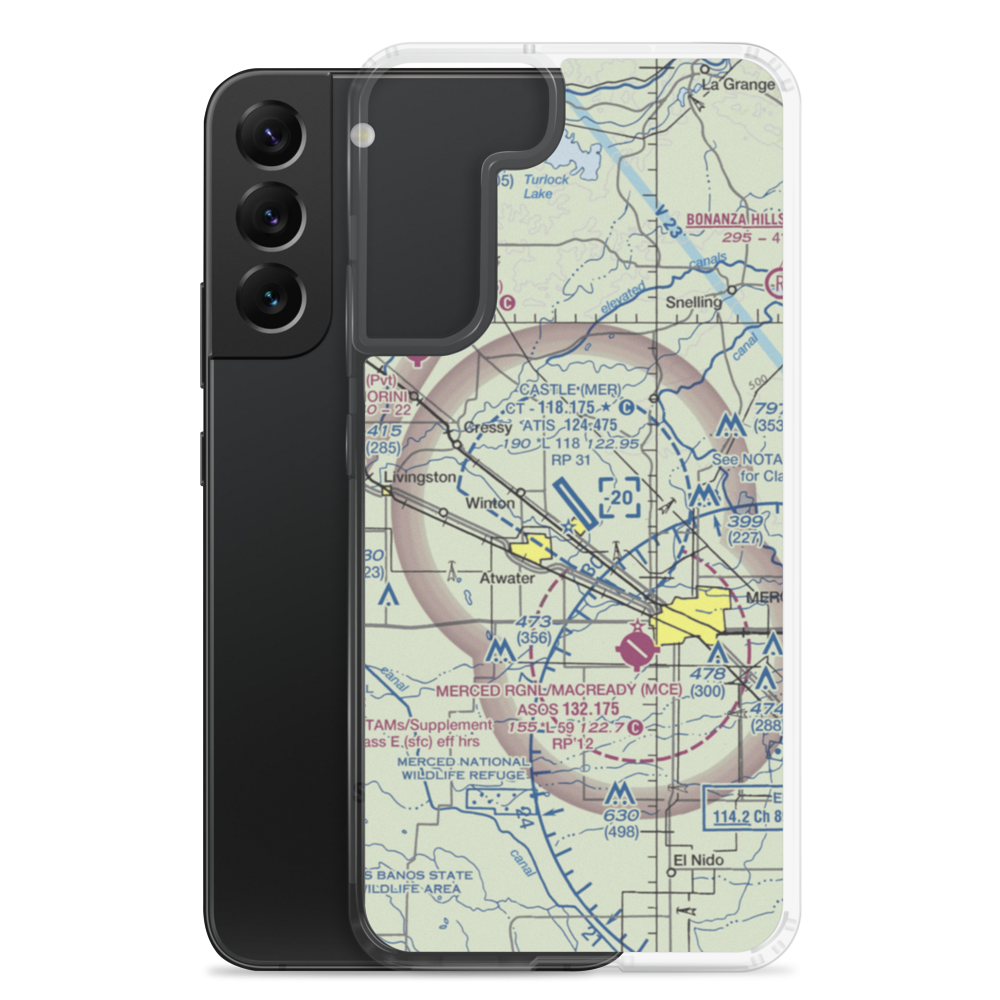 Castle Airport (MER) VFR Sectional Samsung Case Samsung Galaxy S22 Plus model shown