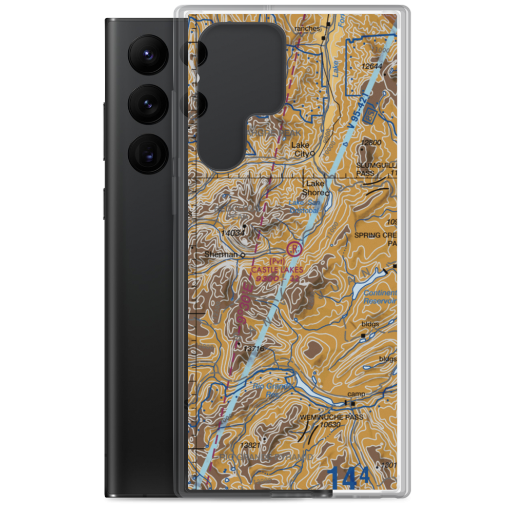 Castle Lakes Airport (CD32) VFR Sectional Samsung Case Samsung Galaxy S22 Ultra model shown