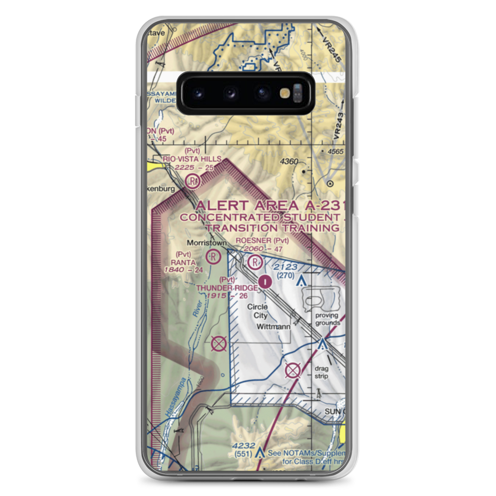 Castle Well Airport (0AZ5) VFR Sectional Samsung Case Samsung Galaxy S10+ model shown