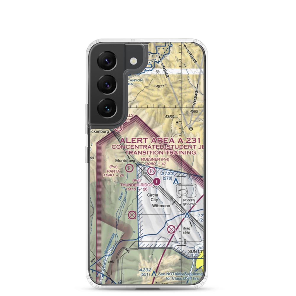 Castle Well Airport (0AZ5) VFR Sectional Samsung Case Samsung Galaxy S22 model shown