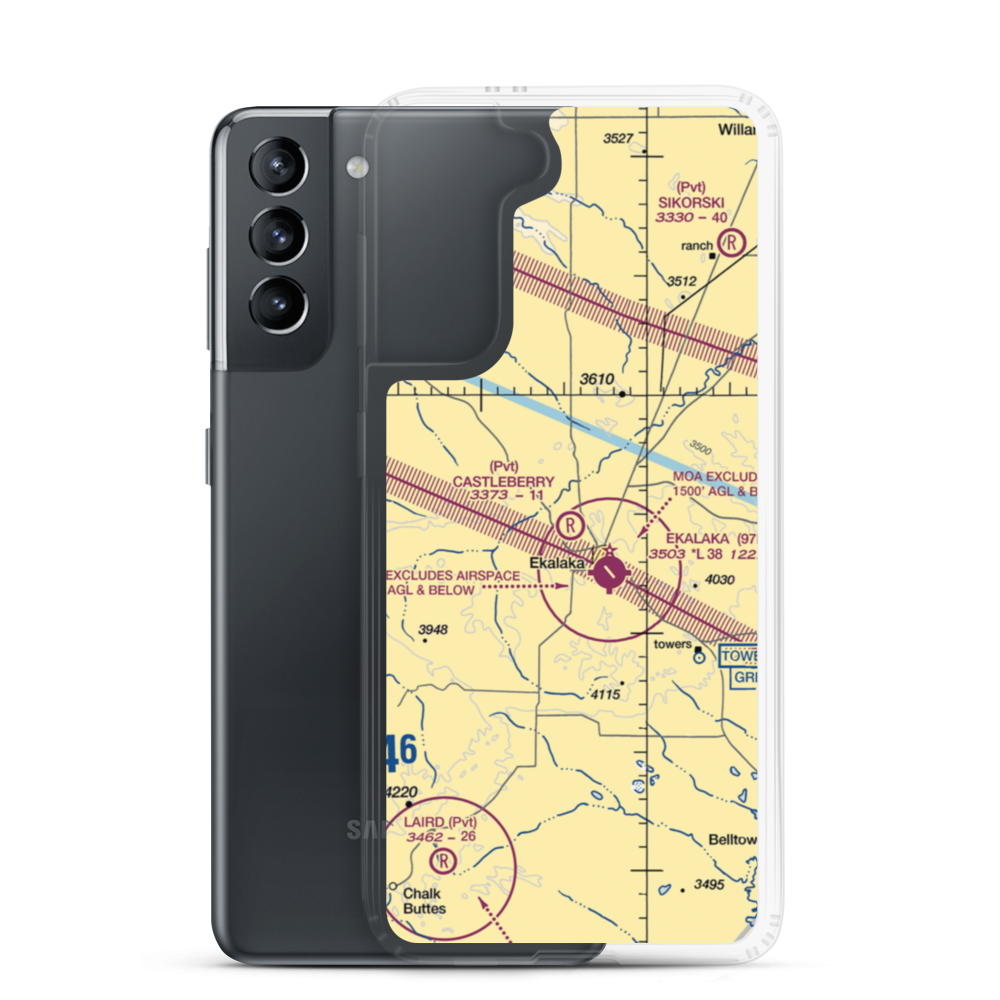 Castleberry Airport (MT45) VFR Sectional Samsung Case Samsung Galaxy S21 model shown