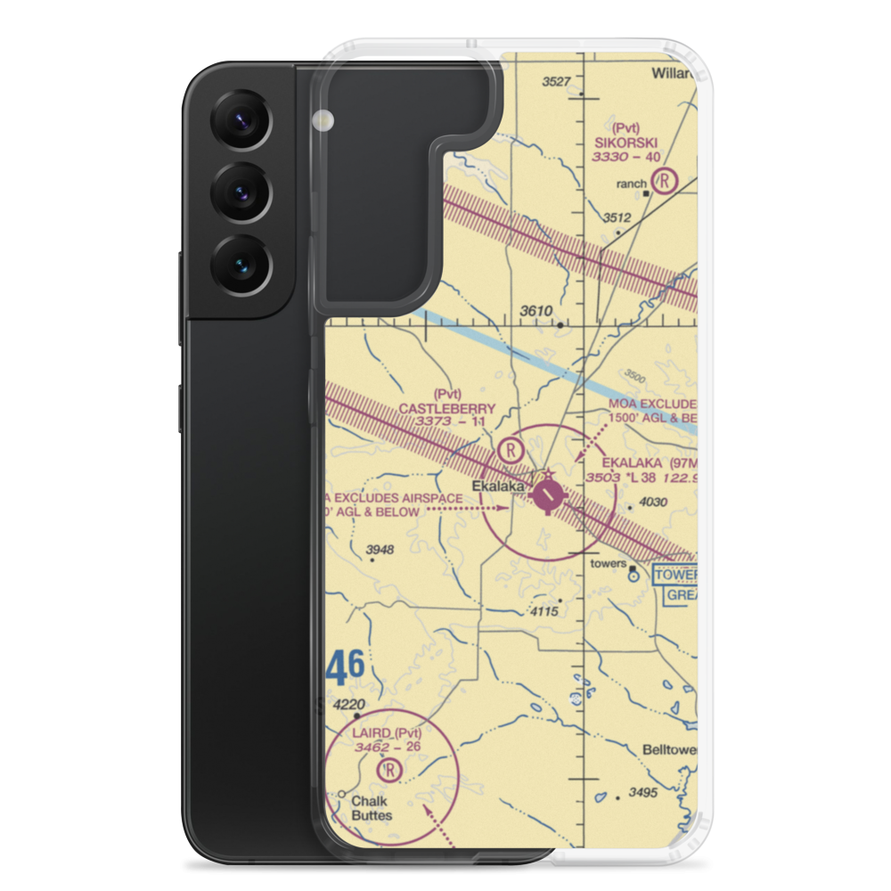 Castleberry Airport (MT45) VFR Sectional Samsung Case Samsung Galaxy S22 Plus model shown