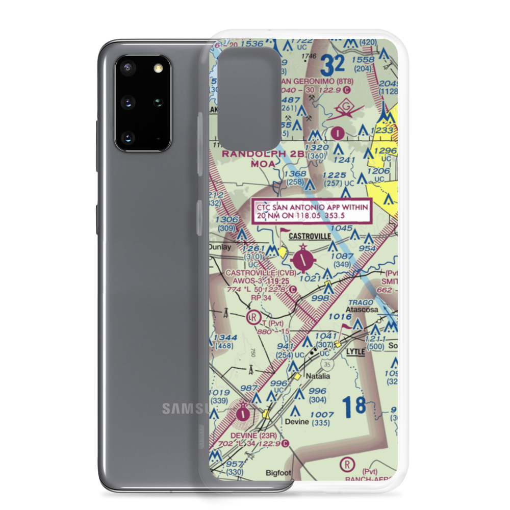 Castroville Municipal Airport (CVB) VFR Sectional Samsung Case Samsung Galaxy S20 Plus model shown