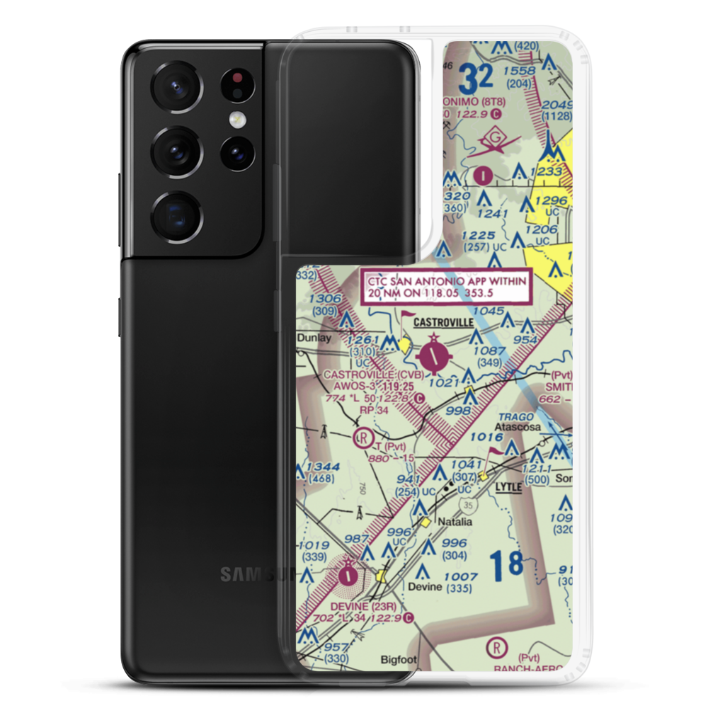 Castroville Municipal Airport (CVB) VFR Sectional Samsung Case Samsung Galaxy S21 Ultra model shown