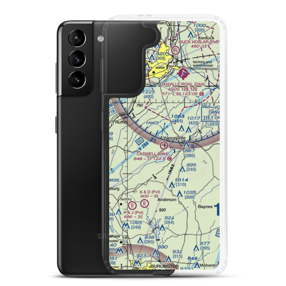 Caswell Airport (6W4) VFR Sectional Samsung Case Samsung Galaxy S21 Plus model shown