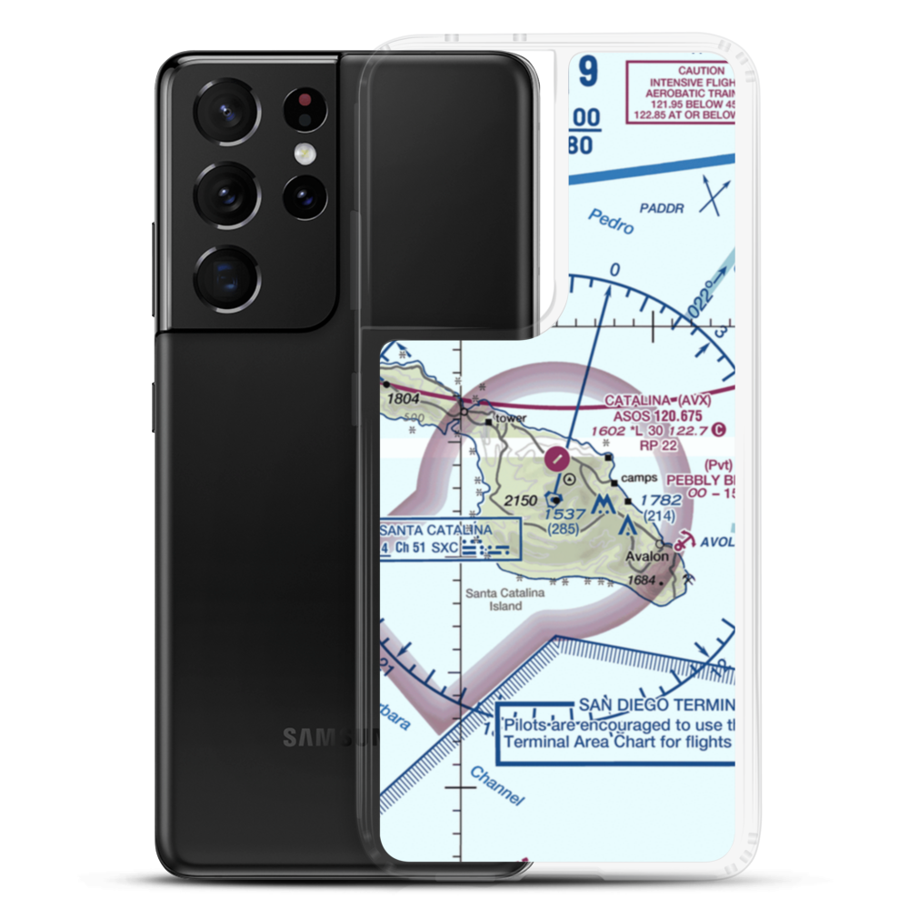 Catalina Airport (AVX) VFR Sectional Samsung Case Samsung Galaxy S21 Ultra model shown