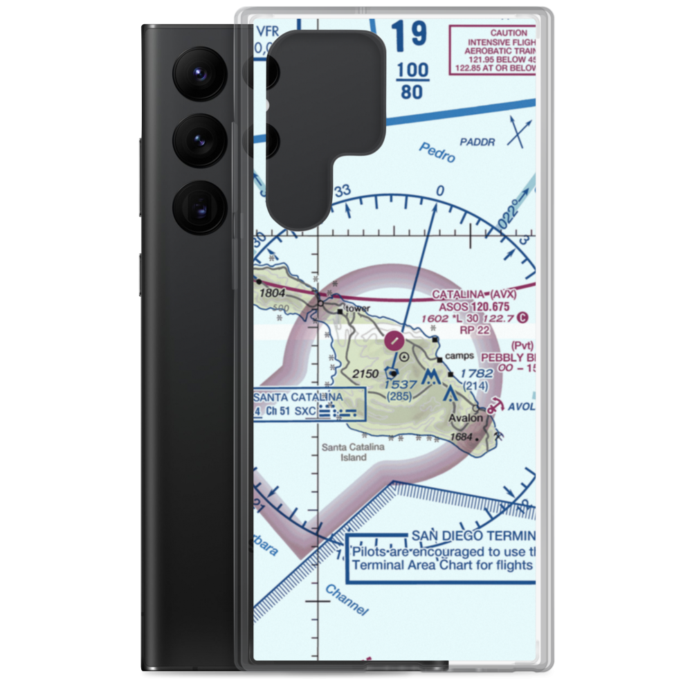 Catalina Airport (AVX) VFR Sectional Samsung Case Samsung Galaxy S22 Ultra model shown