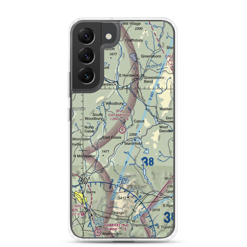 Catamount Airfield (VT62) VFR Sectional Samsung Case Samsung Galaxy S22 Plus model shown