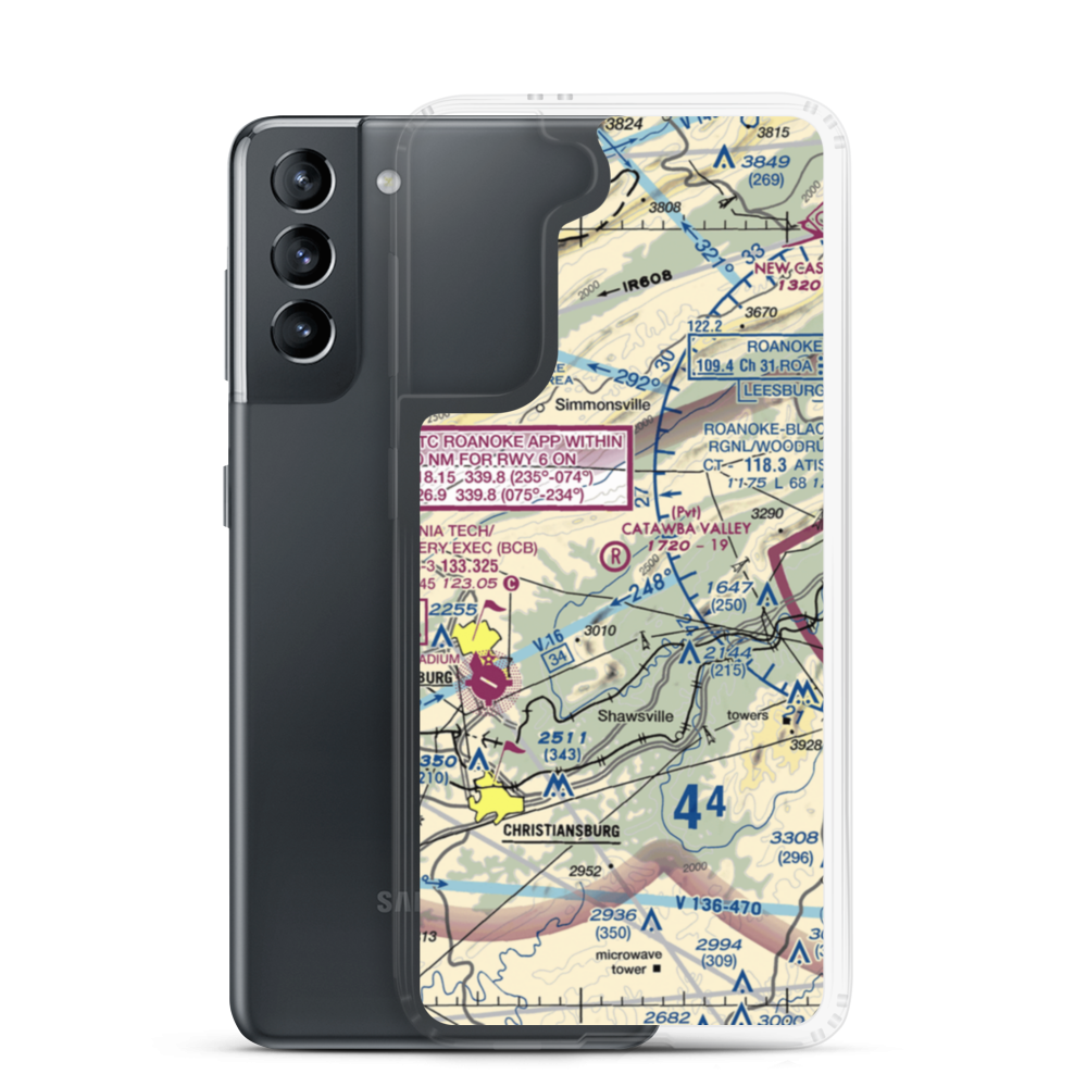 Catawba Valley Airport (VA10) VFR Sectional Samsung Case Samsung Galaxy S21 model shown