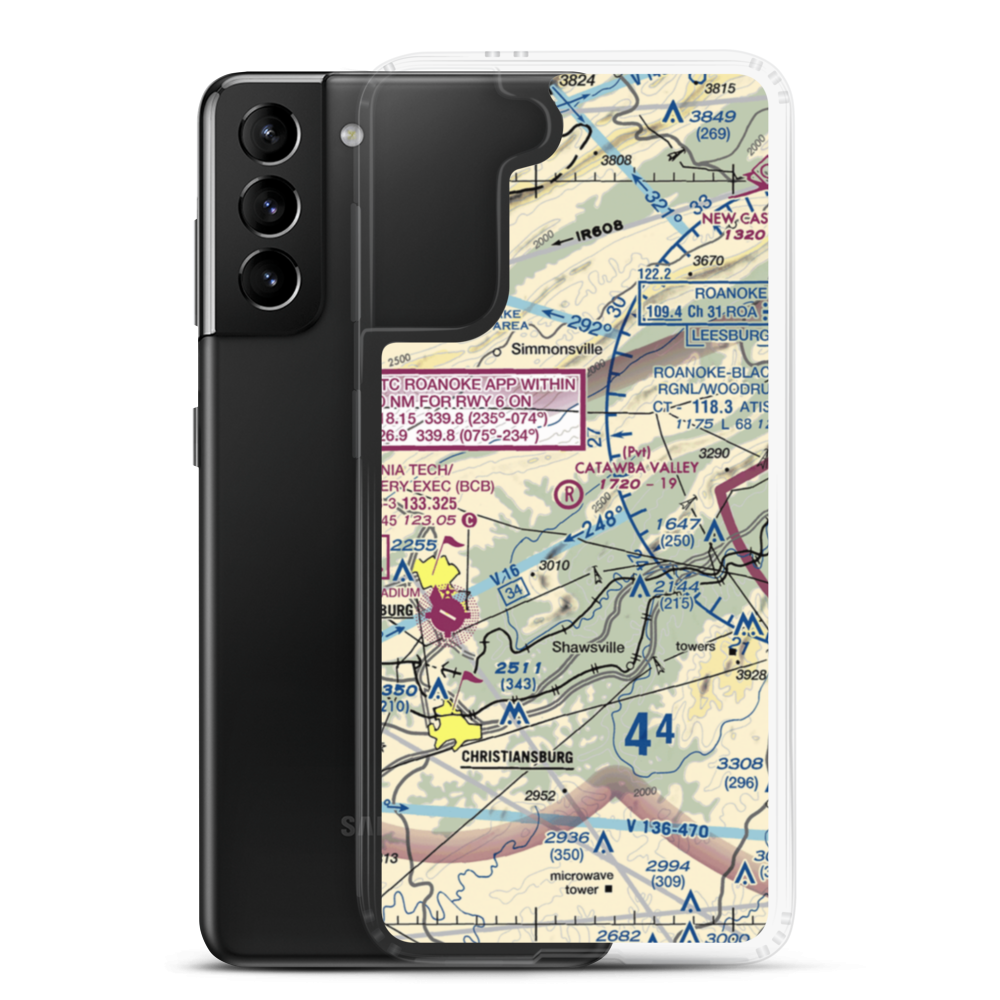 Catawba Valley Airport (VA10) VFR Sectional Samsung Case Samsung Galaxy S21 Plus model shown