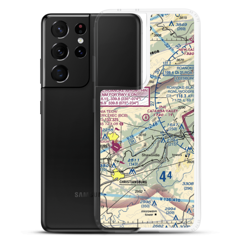 Catawba Valley Airport (VA10) VFR Sectional Samsung Case Samsung Galaxy S21 Ultra model shown