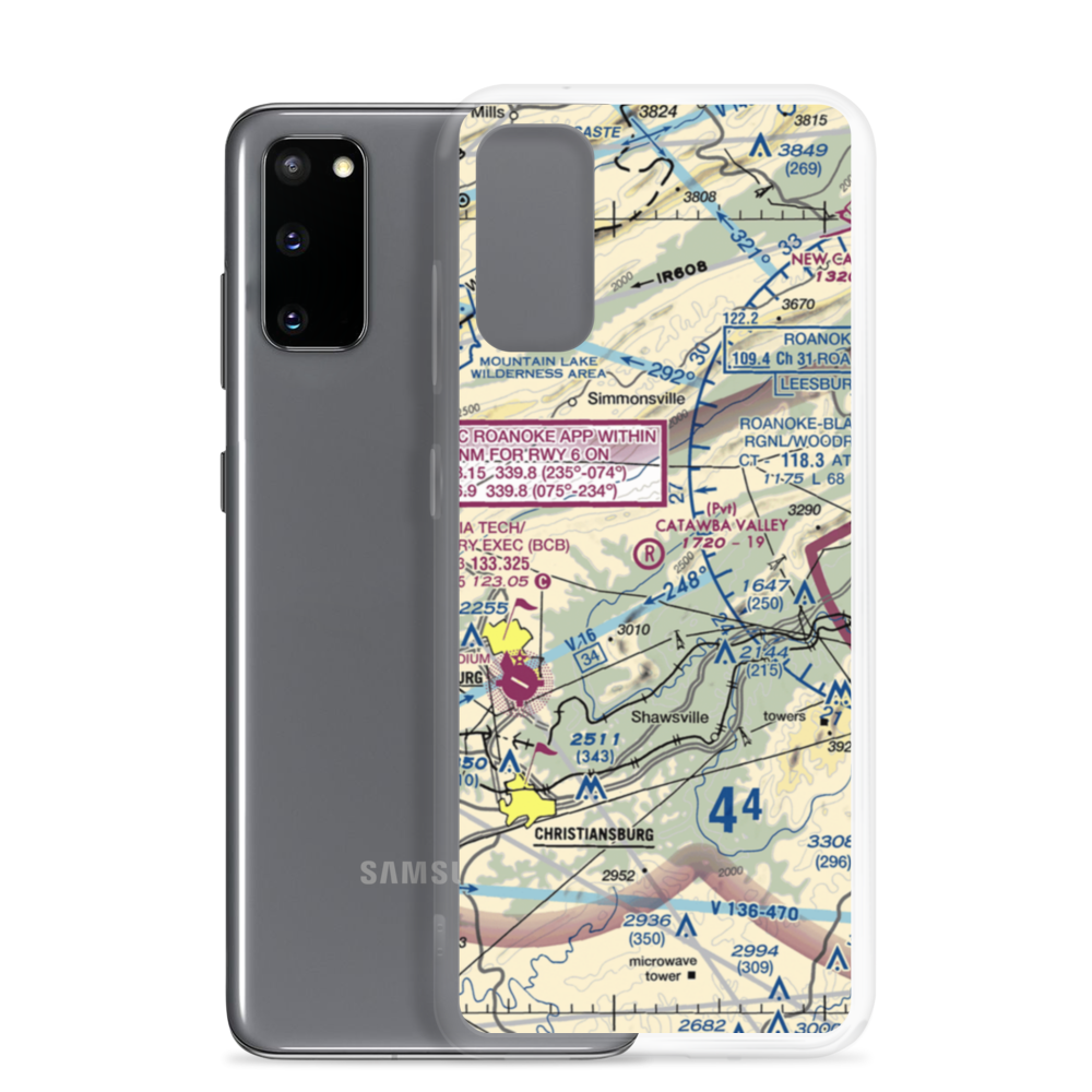 Catawba Valley Airport (VA10) VFR Sectional Samsung Case Samsung Galaxy S20 model shown