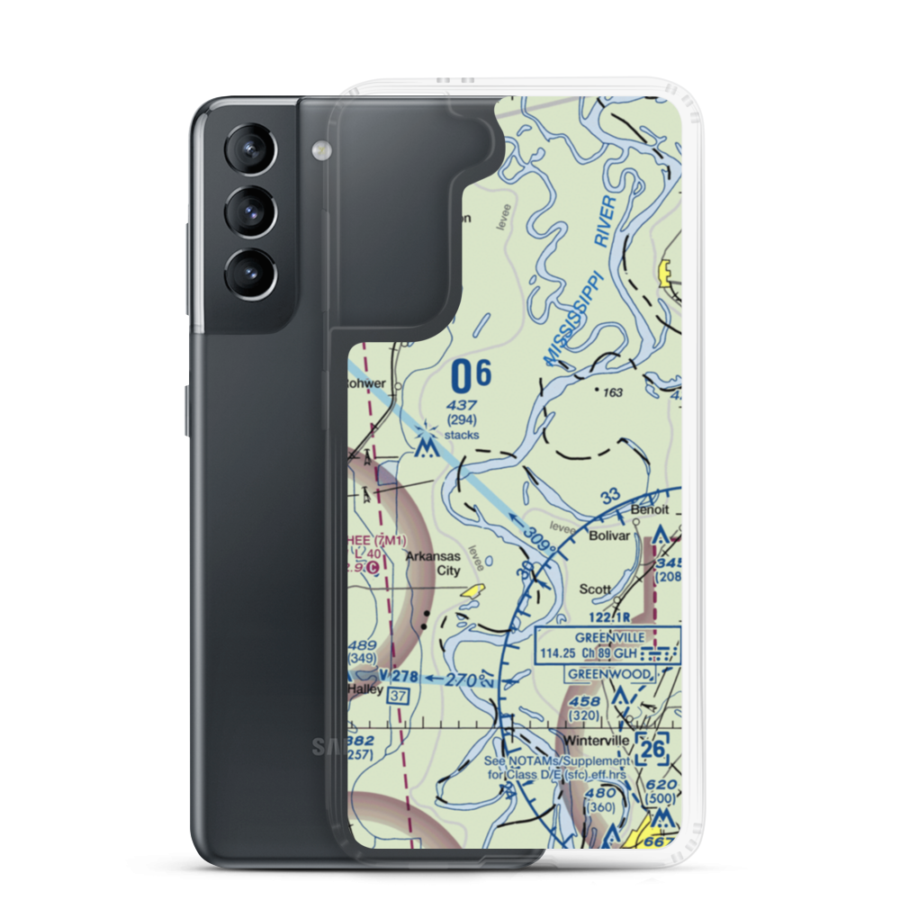 Catfish Point Airport (0MS8) VFR Sectional Samsung Case Samsung Galaxy S21 model shown