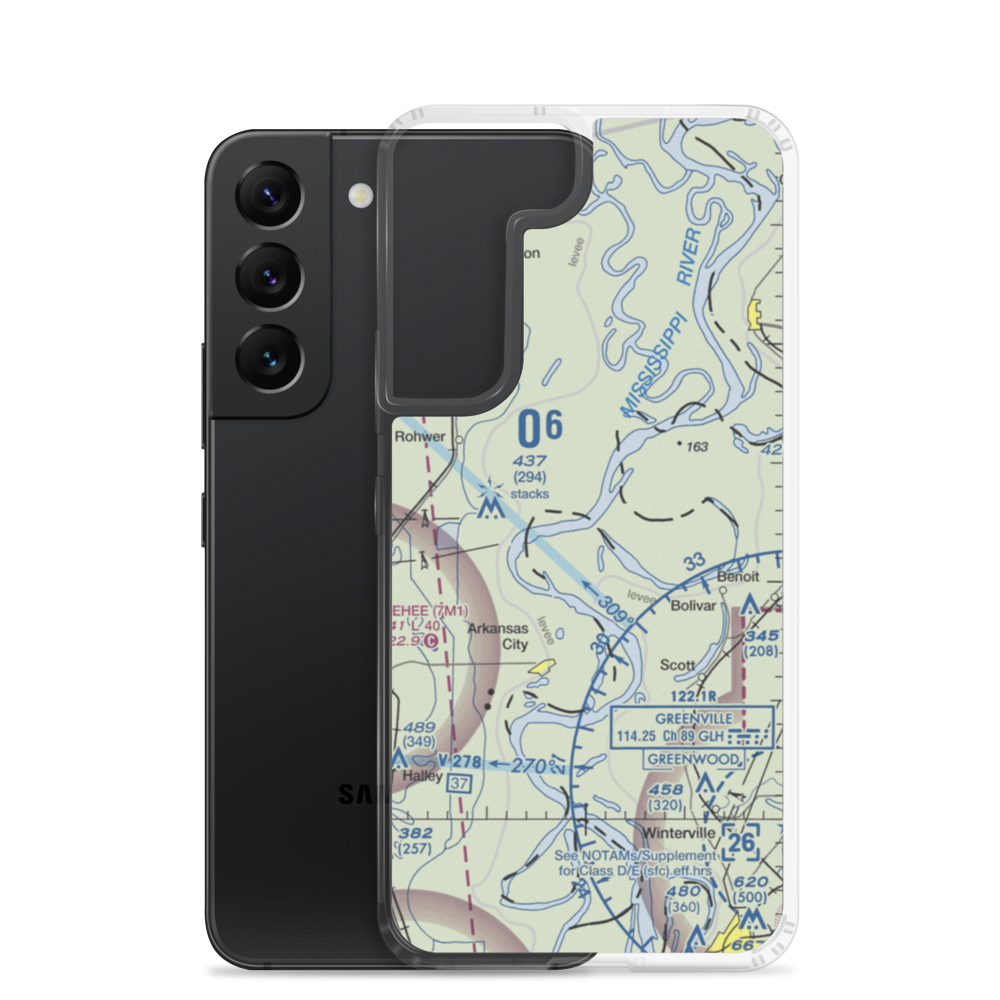 Catfish Point Airport (0MS8) VFR Sectional Samsung Case Samsung Galaxy S22 model shown