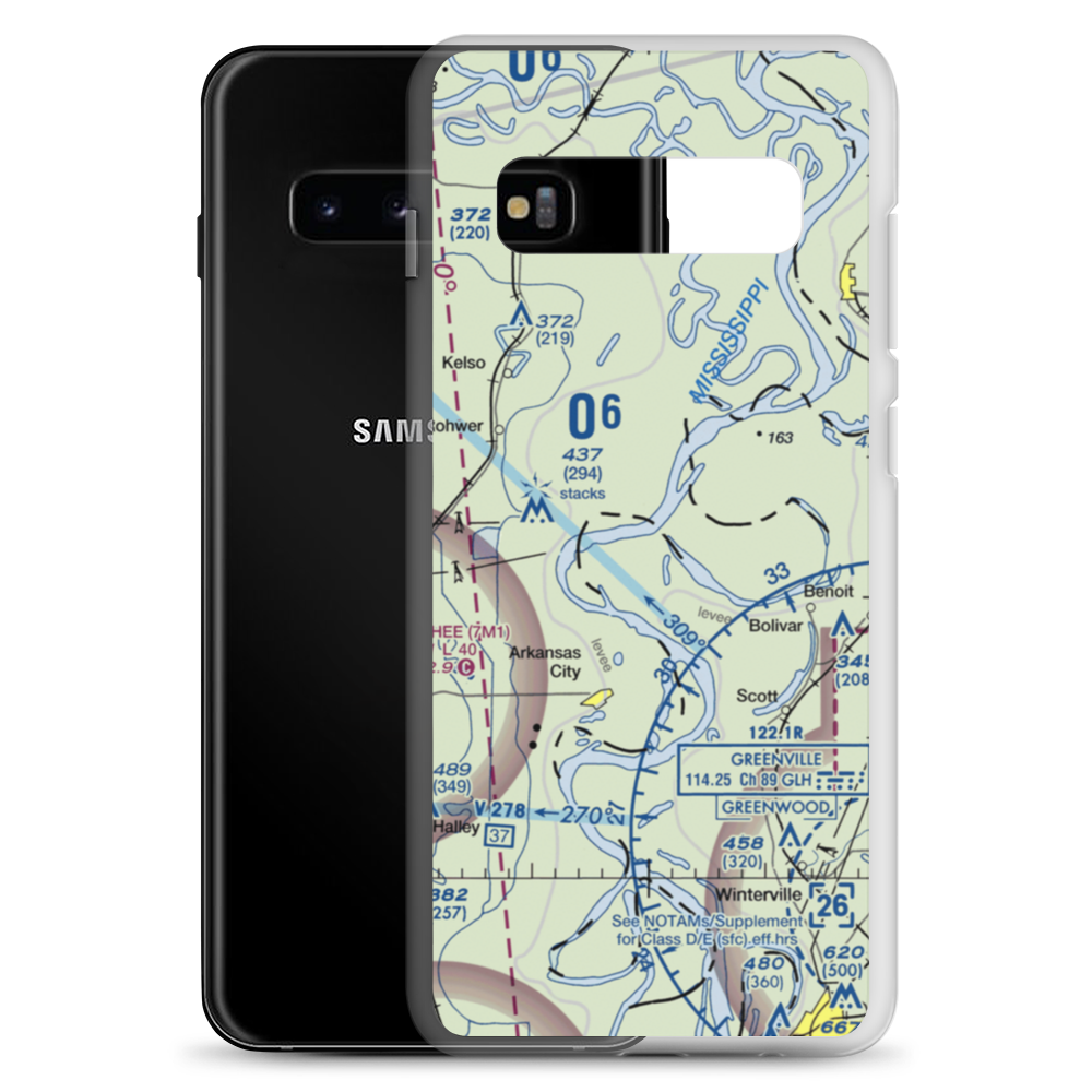 Catfish Point Airport (0MS8) VFR Sectional Samsung Case Samsung Galaxy S10+ model shown