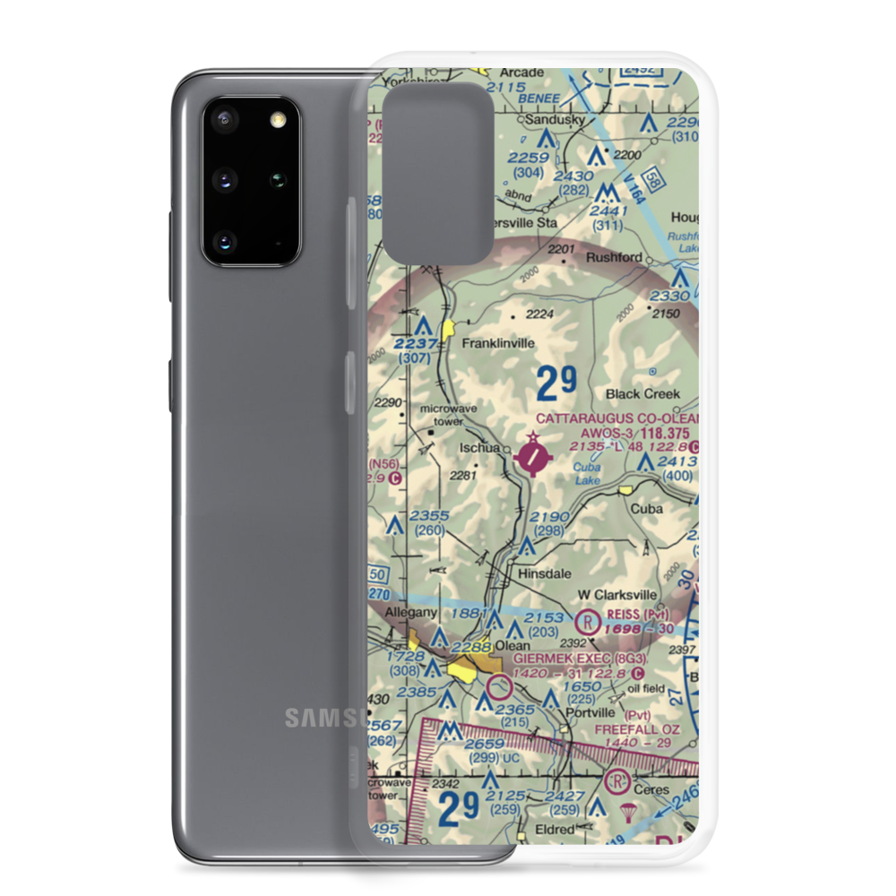 Cattaraugus County-Olean Airport (OLE) VFR Sectional Samsung Case Samsung Galaxy S20 Plus model shown