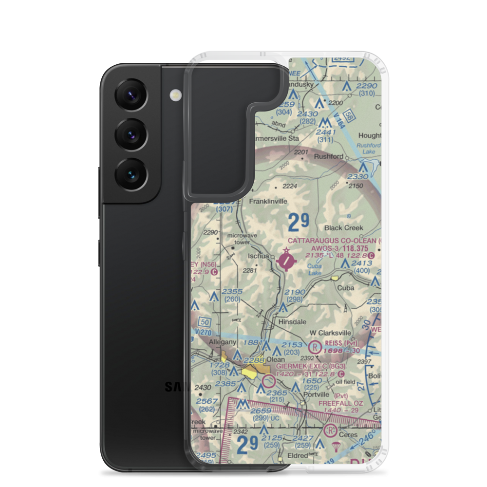 Cattaraugus County-Olean Airport (OLE) VFR Sectional Samsung Case Samsung Galaxy S22 model shown