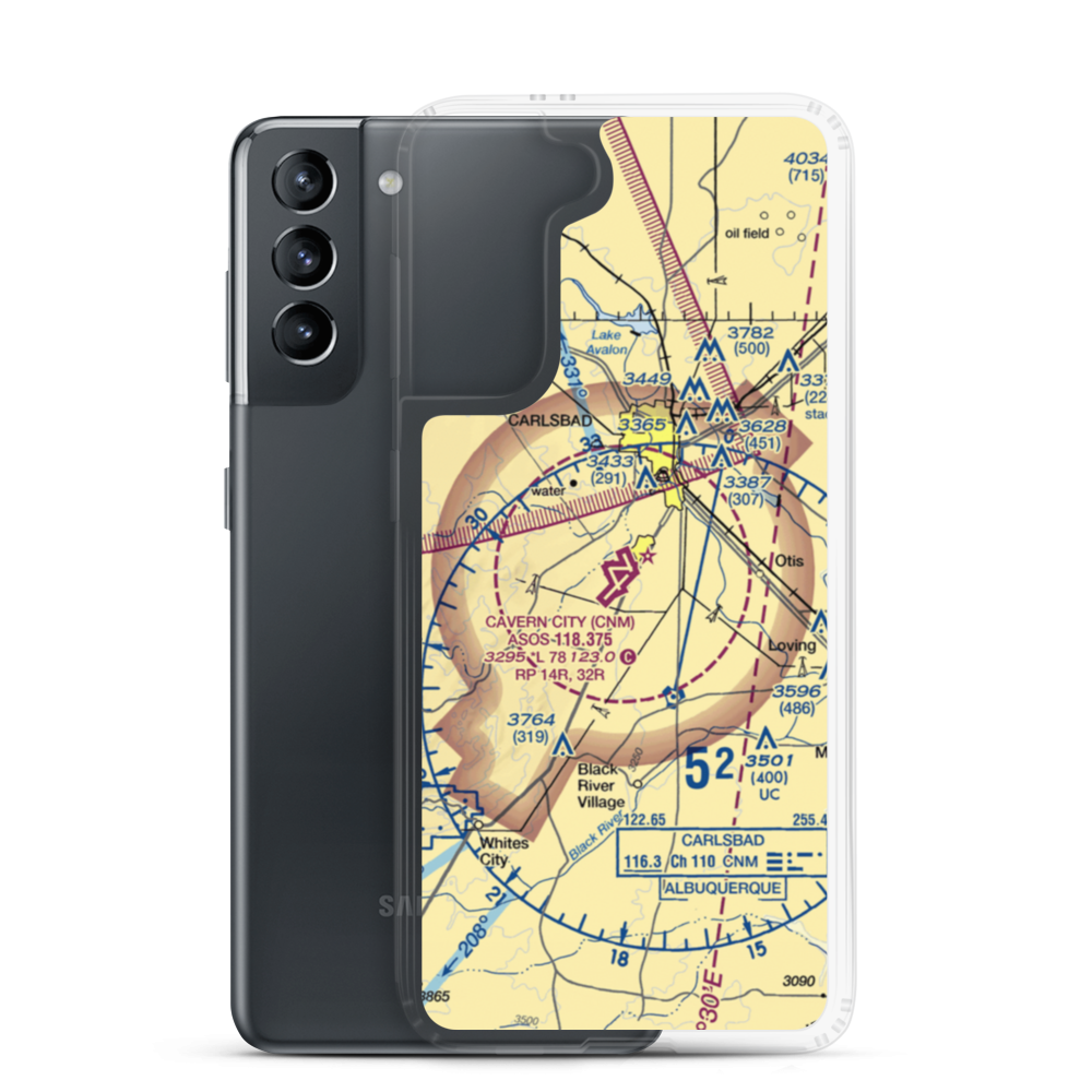 Cavern City Air Terminal (CNM) VFR Sectional Samsung Case Samsung Galaxy S21 model shown