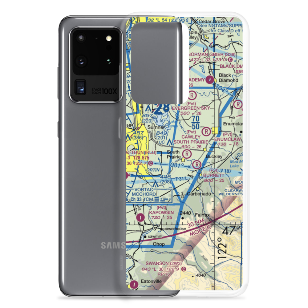 Cawleys South Prairie Airport (02WA) VFR Sectional Samsung Case Samsung Galaxy S20 Ultra model shown